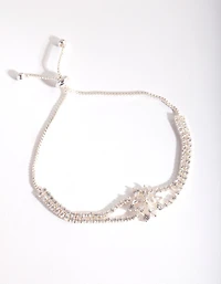 Cubic Zirconia Cupchain Flower Toggle Bracelet