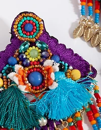 Rainbow Bead Statement Earrings