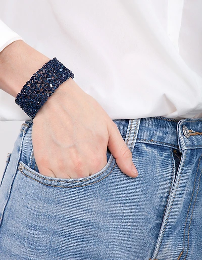 Bracelet stretch orné en pierre bleue