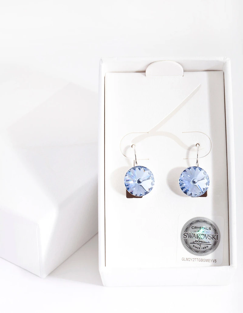 Silver & Blue Diamond Simulant Drop Earrings