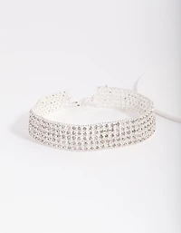 Silver 5 Row Diamante Choker