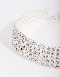 Silver 5 Row Diamante Choker