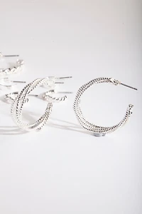 Silver Multi Twist Hoop Earring 6-Pack