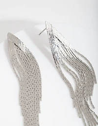 Silver Textured Tassel Earrings