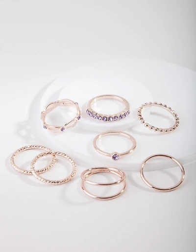 Bague diamant rose or violet paquet de 8