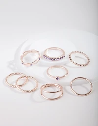 Bague diamant rose or violet paquet de 8