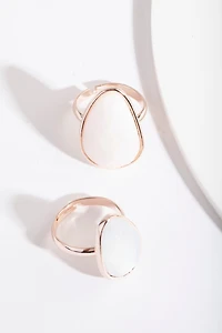 Rose Gold Pink Stone Ring Stack