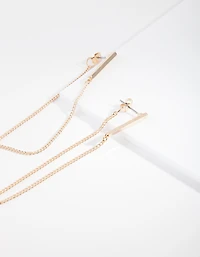 Gold Bar Wrap Chain Earrings
