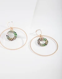 Gold Double Open Circle Drop Earrings