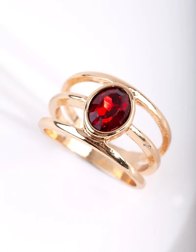 Anneau diamant à triple bande d’or