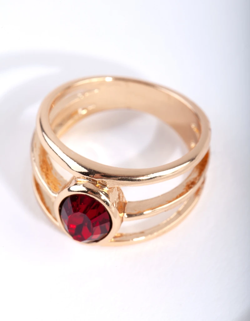 Gold Triple Band Diamante Ring