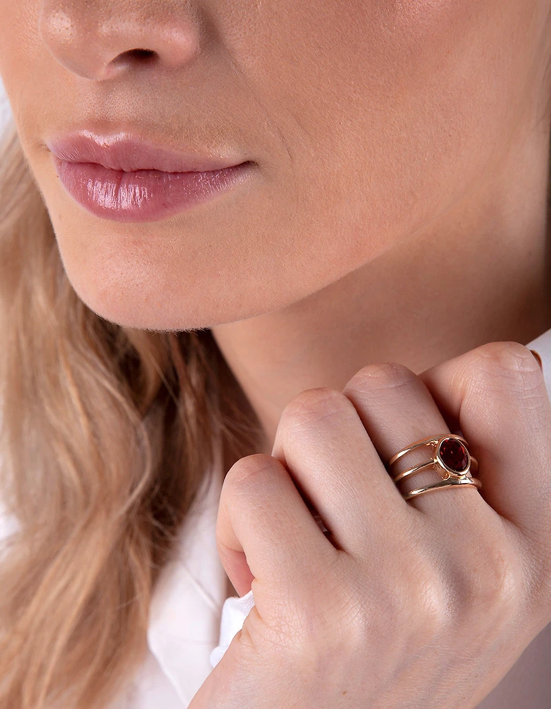 Gold Triple Band Diamante Ring