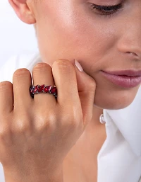 Gunmetal Navette Stone Band Ring