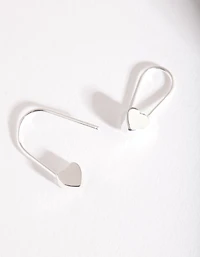Silver Solid Heart Drop Earring
