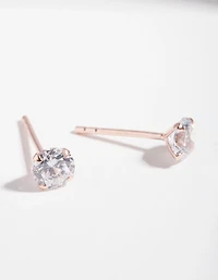 Rose Gold Plated Sterling Silver Cubic Zirconia 1/2 Carat Stud Earrings