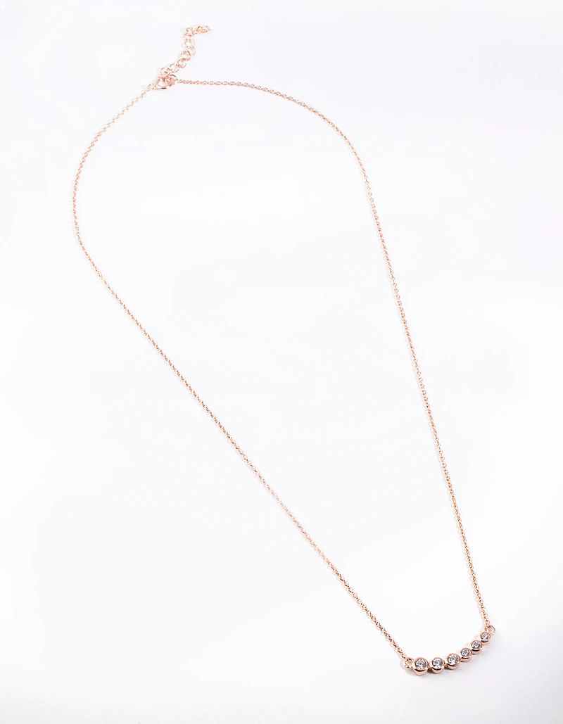 Rose Gold Plated Sterling Silver Cubic Zirconia Smile Necklace