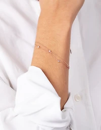 Rose Gold Plated Sterling Silver Cubic Zirconia Bracelet/Anklet