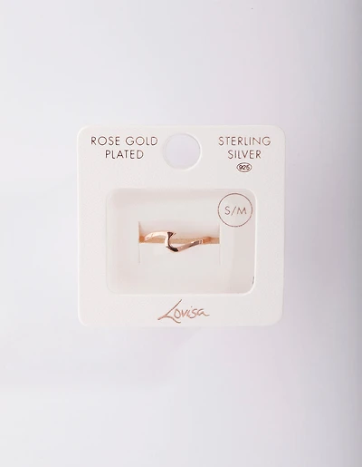 Rose Gold Plated Sterling Silver Wave Ring