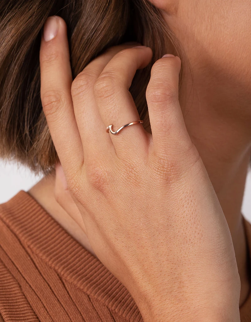 Rose Gold Plated Sterling Silver Wave Ring