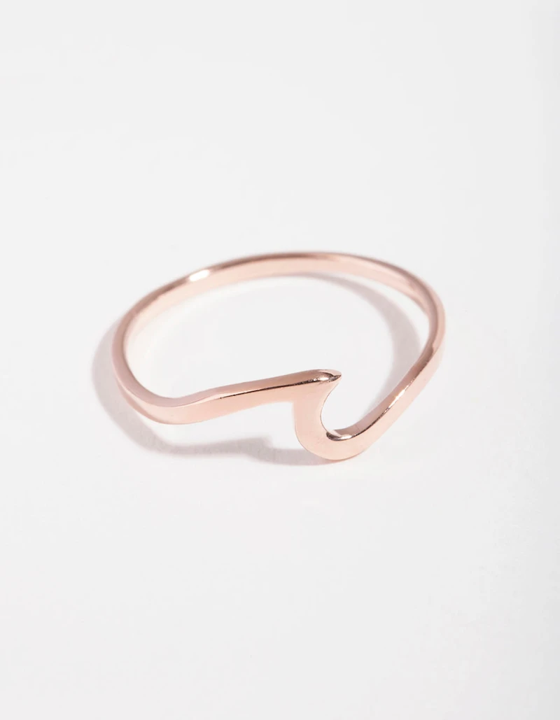 Rose Gold Plated Sterling Silver Wave Ring