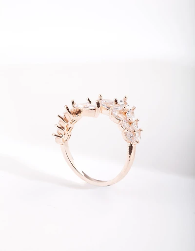 Rose Gold Cubic Zirconia Navette Wrap Ring