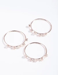 Rose Gold Cubic Zirconia Pattern Ring Stack