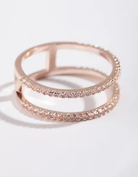 Rose Gold Cubic Zirconia Double Band Ring
