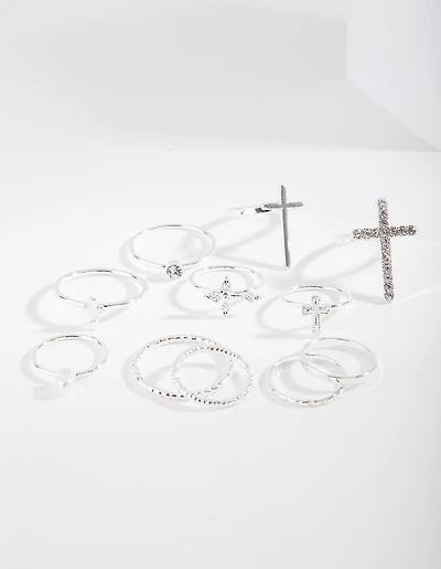 Bague en croix en argent en diamants
