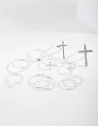 Bague en croix en argent en diamants