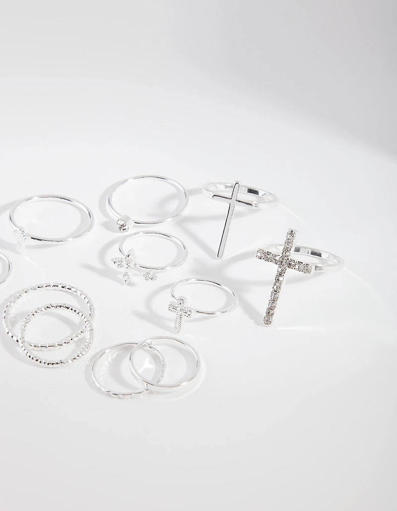 Bague en croix en argent en diamants