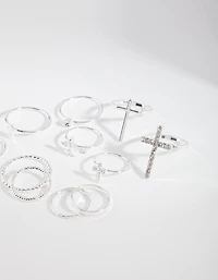 Bague en croix en argent en diamants