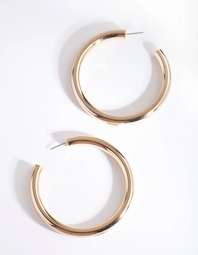 Gold Plated Large Open Hoop Earrings