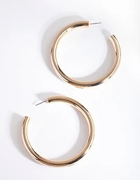 Gold Plated Large Open Hoop Earrings