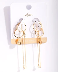 Gold Plated Charm Hoop Earring Pack