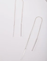 Silver Plated Chain Thread Thru Drop Earrings