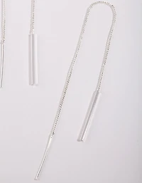 Silver Plated Chain Thread Thru Drop Earrings