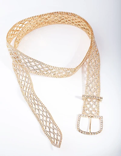 Gold Diamante Pattern Belt