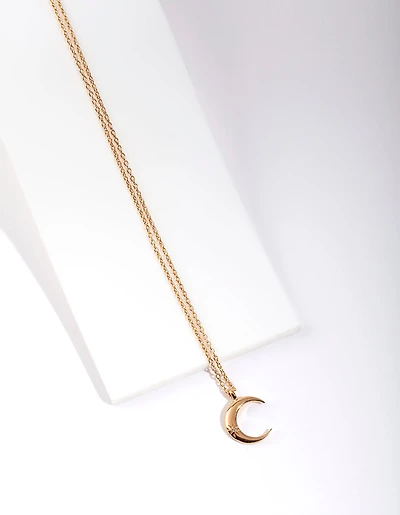 Gold Plated Sterling Silver Crescent Moon Necklace