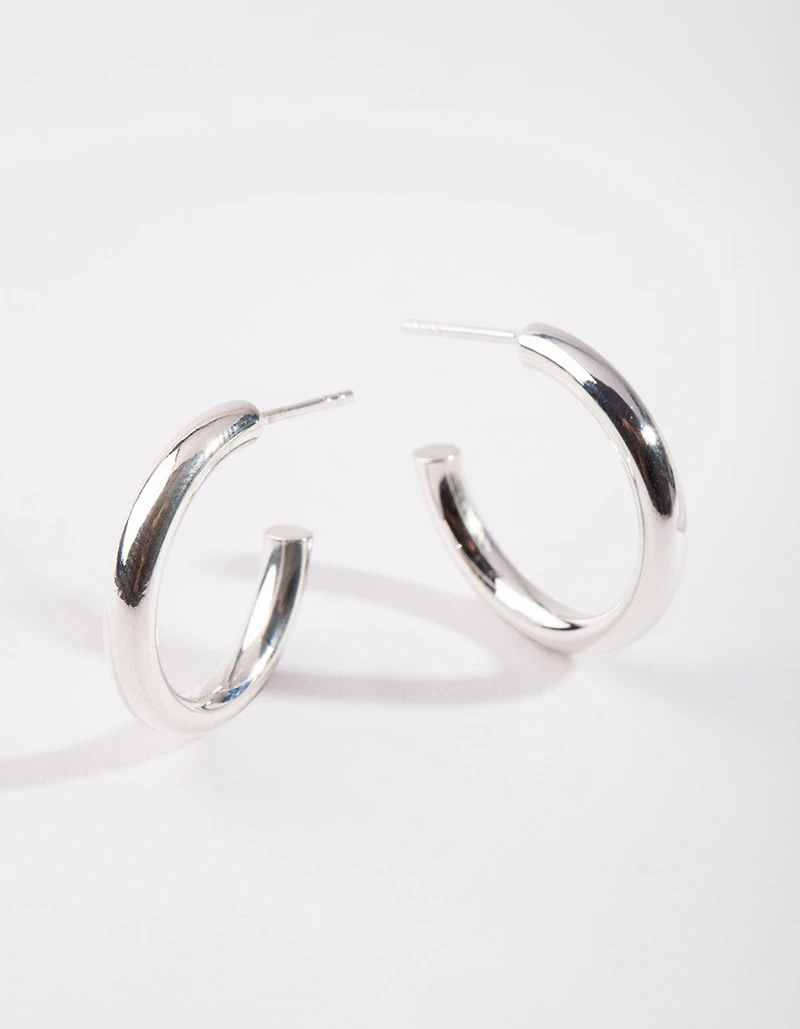 Sterling Silver Thick Open Hoop Earrings