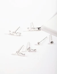 Sterling Silver Love Stud Earring Pack