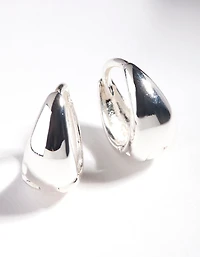 Sterling Silver Oval Chunky Huggie Earrings