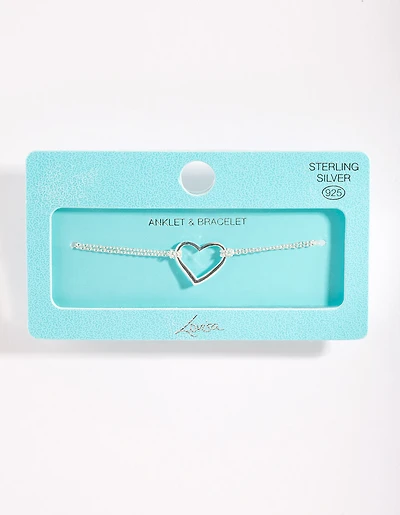 Sterling Silver Open Heart Bracelet