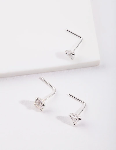 Sterling Silver Cubic Zirconia Nose Stud Pack