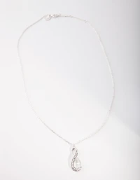 Silver Diamond Simulant Long Infinity Necklace