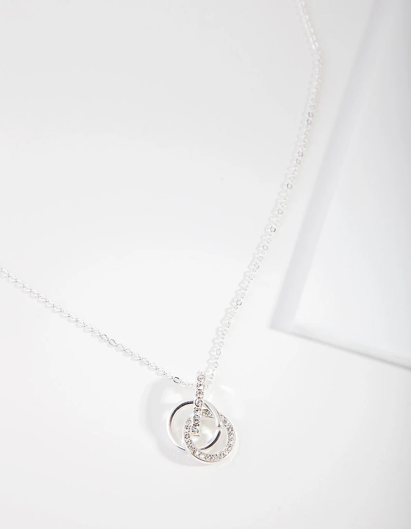 Silver Diamond Simulant Circle Necklace