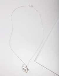 Silver Diamond Simulant Circle Necklace