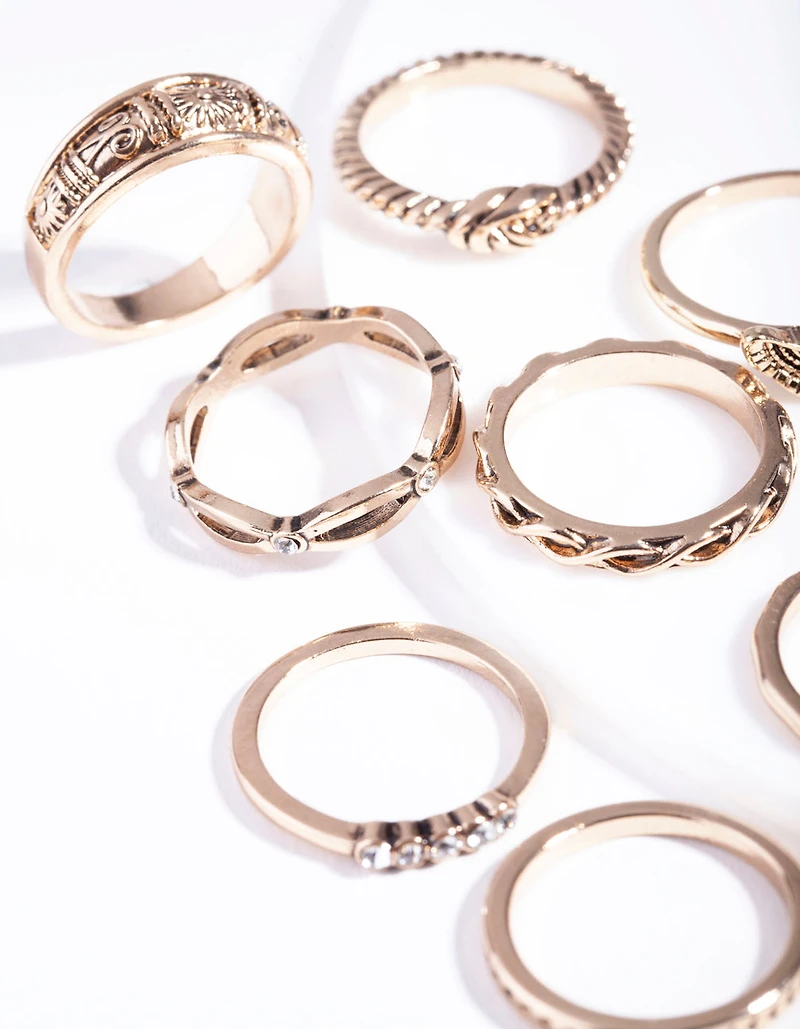 Bague symbolique en or antique pack de 8