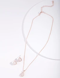 Rose Gold Diamond Simulant Floral Jewellery Set