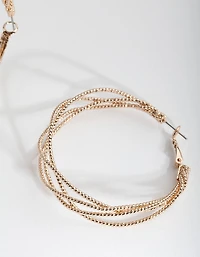 Gold Crossover Multi Hoop Earrings