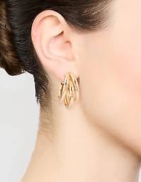 Gold Triple Polished Earrings